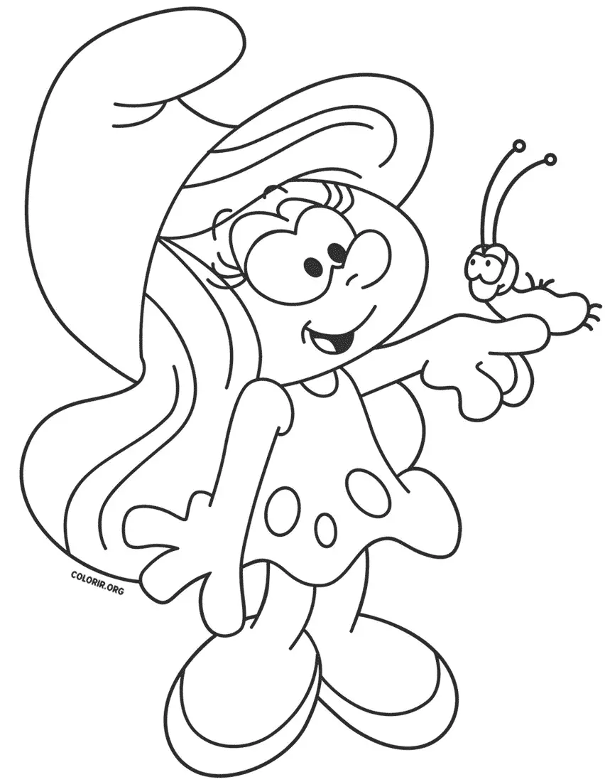 Smurfette com Borboleta para colorir