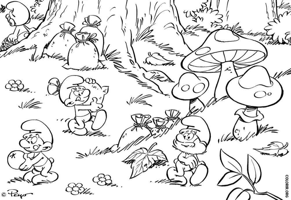 Vila Smurf para colorir