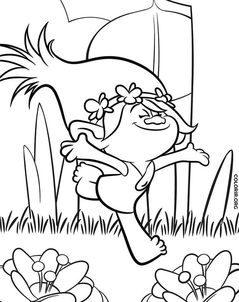 Poppy com Flores para colorir